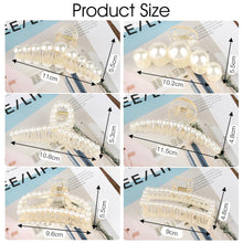 6er Set Perlen Haarklammer für Damen, Große Haarspangen