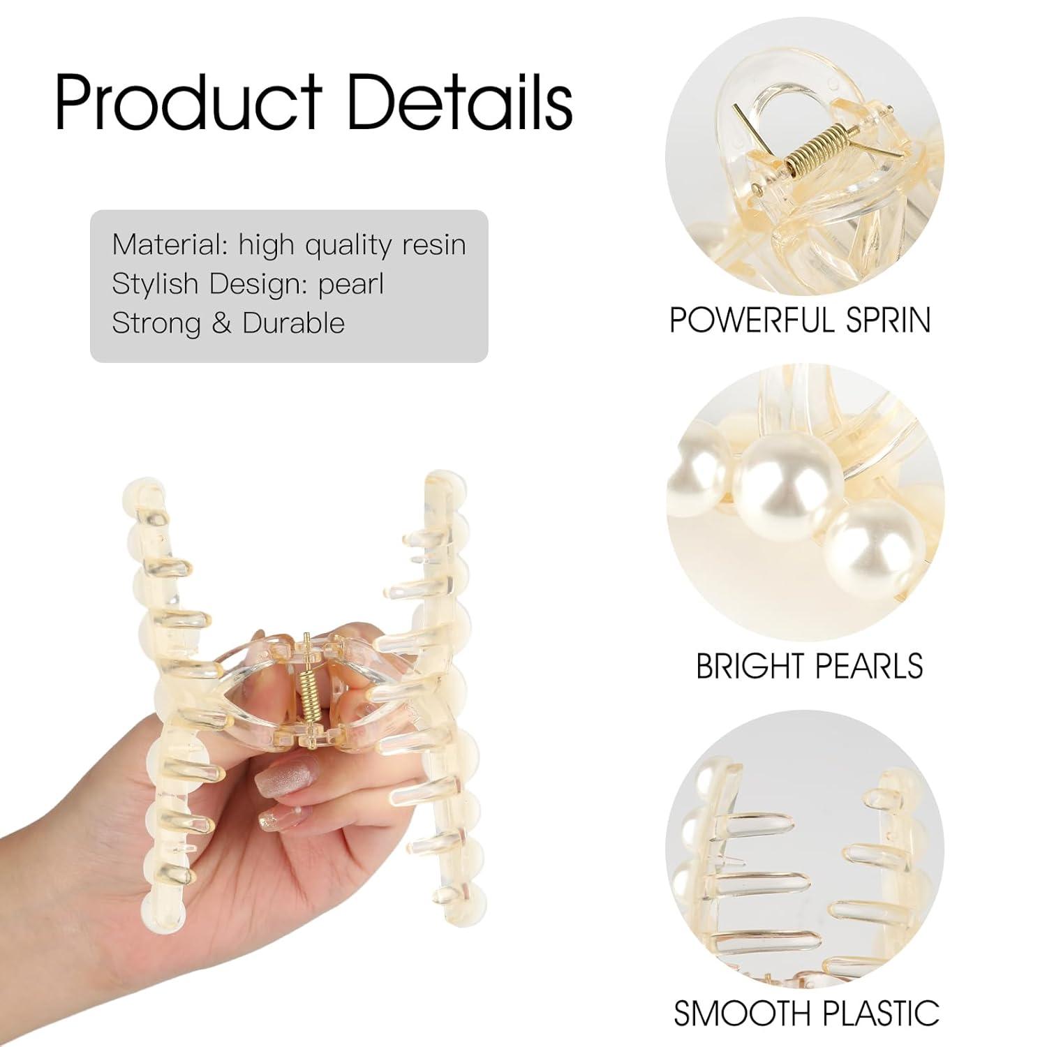 6er Set Perlen Haarklammern Damen Haarspangen groß & rutschfest