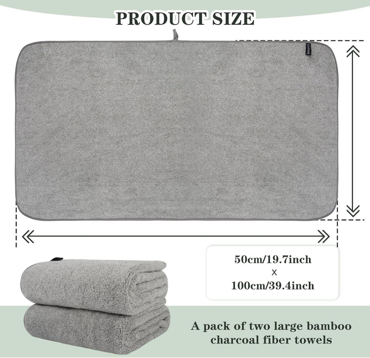 2er Pack Mikrofaser Handtuch Bambuskohle Lange Haare
