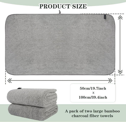 2er Pack Mikrofaser Handtuch Bambuskohle Lange Haare
