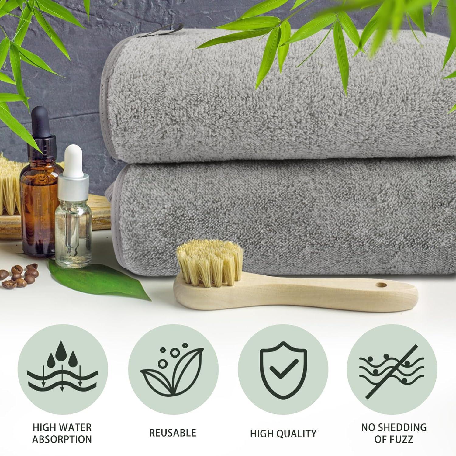 Mikrofaser Handtuch Bambuskohle grau 2er Pack 50x100cm