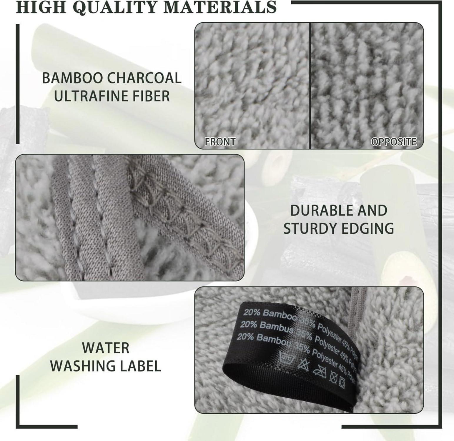 2er Pack Mikrofaser Handtuch 50x100cm Grau Bambuskohle saugfähiges Handtuch