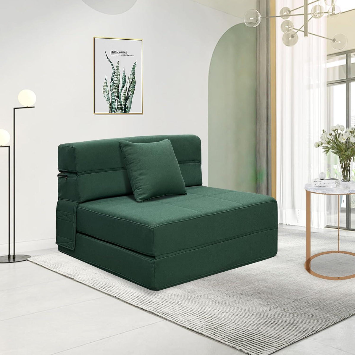 Gästesofa mit Schlaffunktion & Memory Schaum – Dunkelgrün
