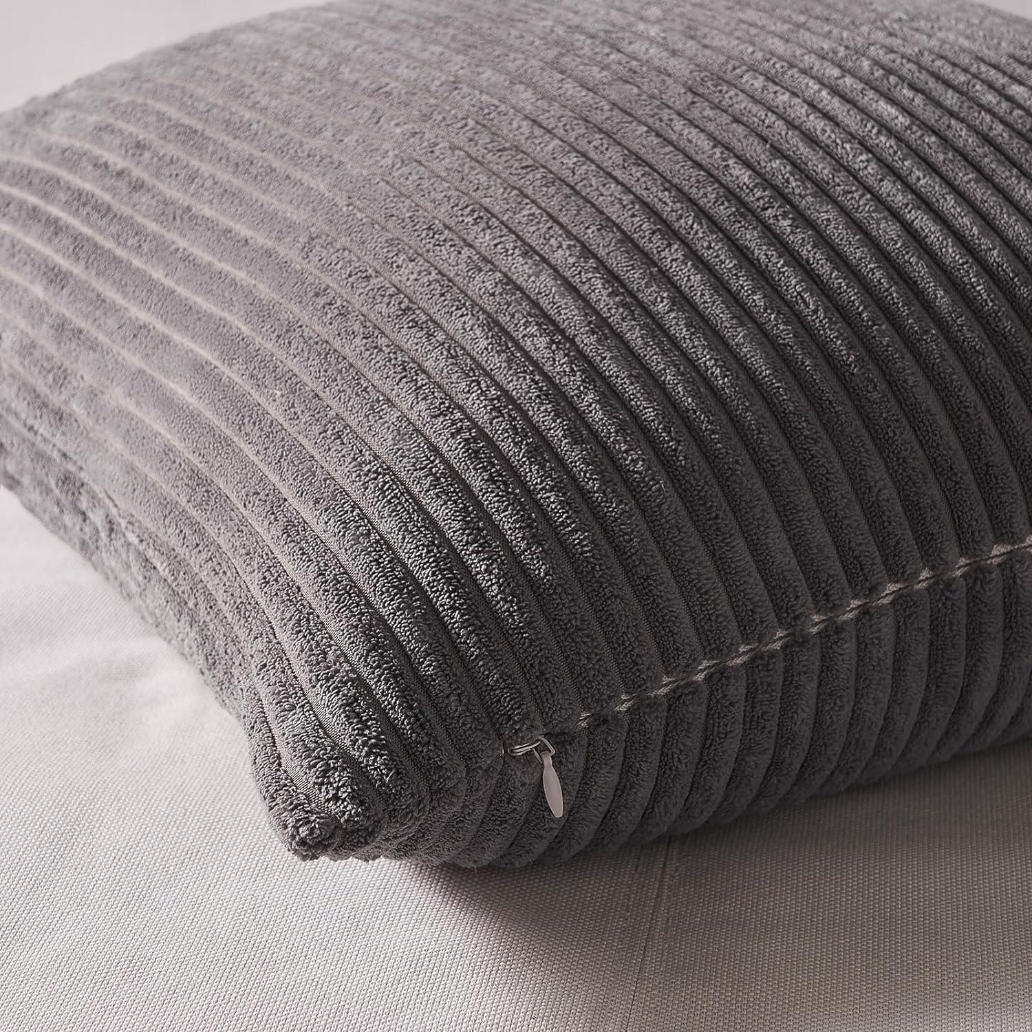 Kissenbezug 30x30 cm Grau 4er Set Kordsamt Dekokissenbezug