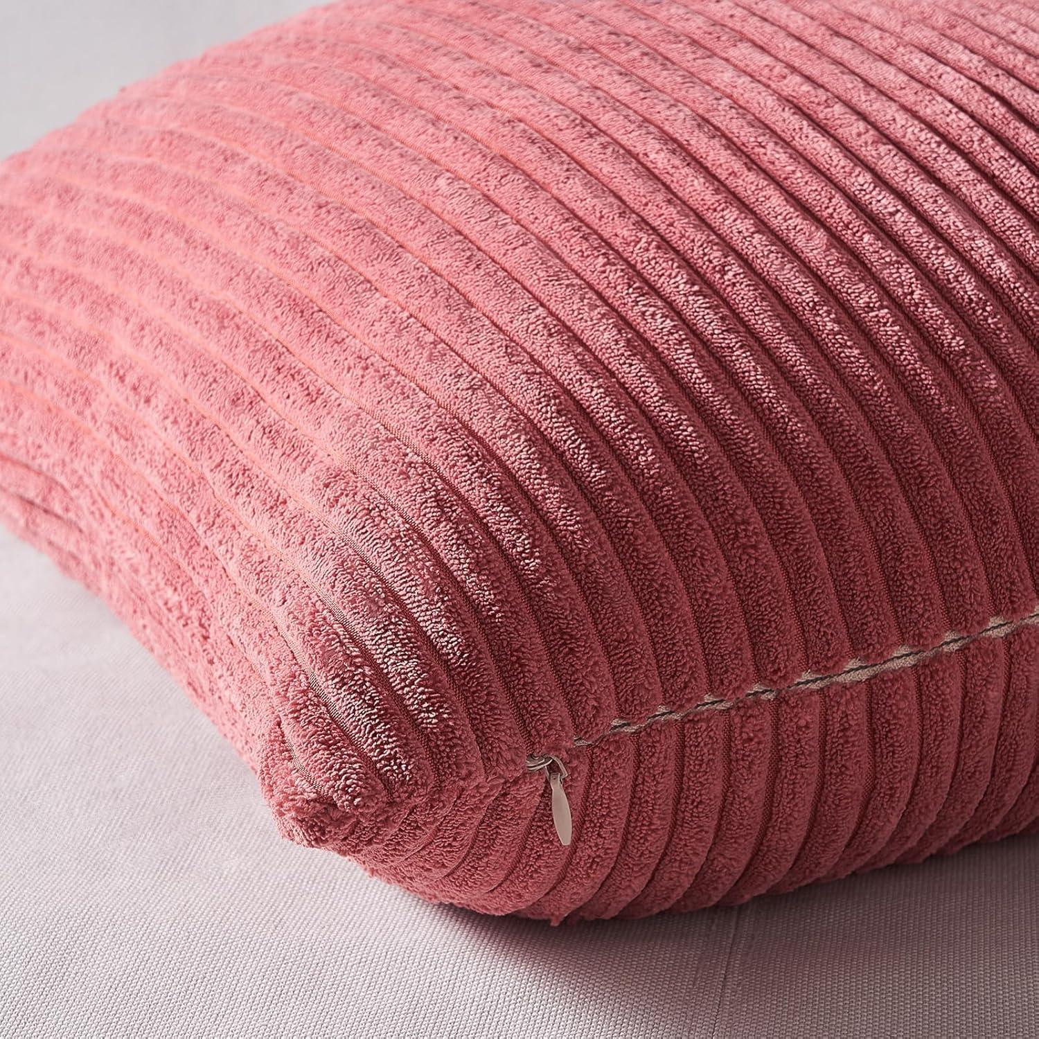 Kissenbezug Kordsamt 4er Set Dekokissen 60x60cm Rosa Flauschig