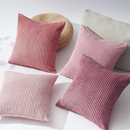 Topfinel Kissenbezug 60x60cm 4er Set Kordsamt Rosa Sofa Schlafzimmer Kinder