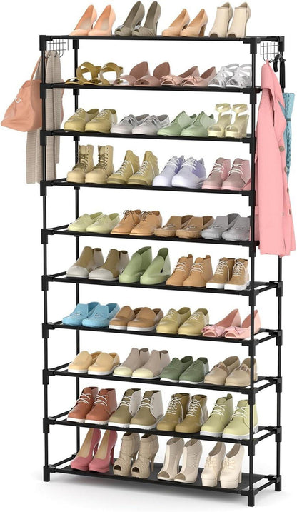 Schuhregal 10 Ebenen für 50 Paar Schuhe Schwarz Metall 155cm
