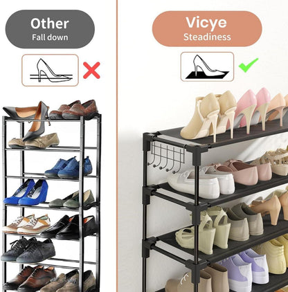 Schuhregal 10 Ebenen Metall für 50 Paar Schuhe 155cm Hoch Schwarz
