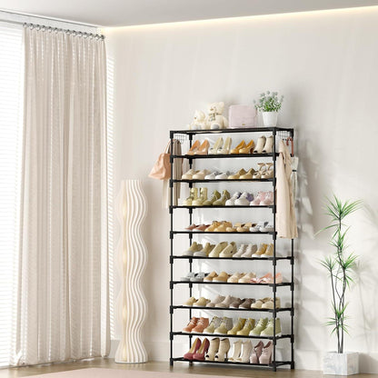 Schuhablage Schwarz Metall 10 Ebenen Schuhschrank Organizer 50 Paar Schuhe