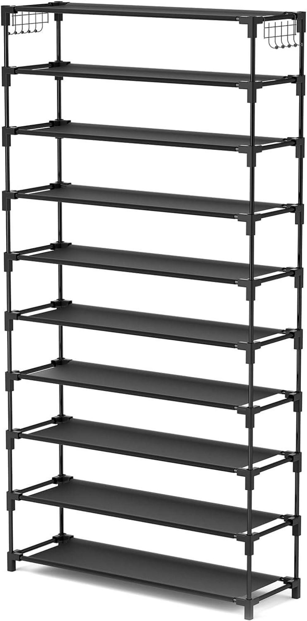 Schuhschrank Metall 10 Ebenen 50 Paar Schuhe 155cm Platzsparend Schwarz
