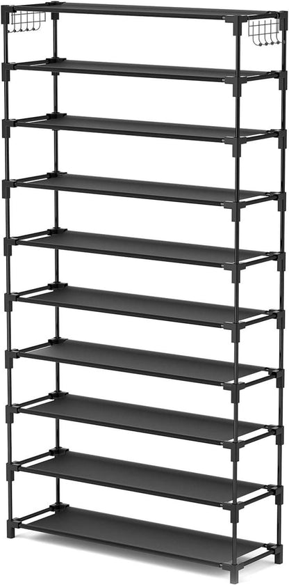 Schuhschrank Metall 10 Ebenen 50 Paar Schuhe 155cm Platzsparend Schwarz