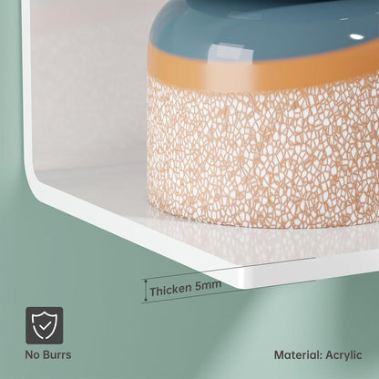 Pavstine Mini Wandregal 2er-Set Acryl Weiß 10cm - Kleberegal ohne Bohren