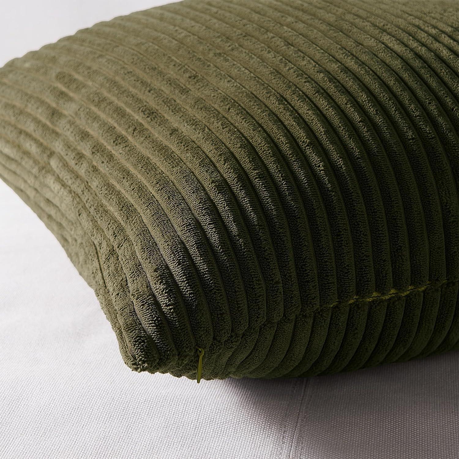 Kissenbezug 60x60 cm Dunkelgrün Kordsamt 4er Set flauschig Farbverlauf