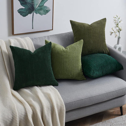 Kissenbezug 60x60 Kordsamt 4er Set Dunkelgrün Sofa Wohnzimmer