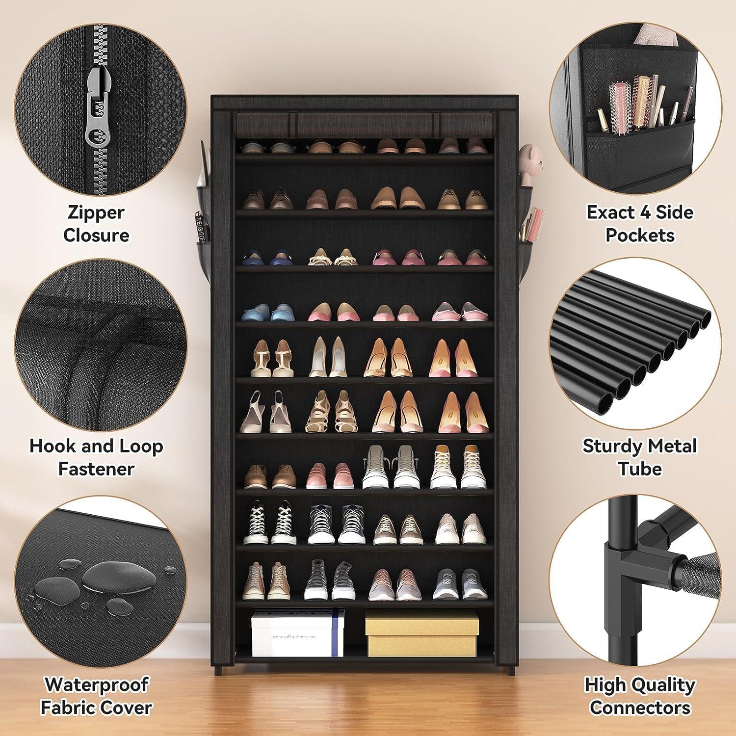 Schuhregal 10 Ebenen für 50 Paare Schuhe Schwarz Staubdicht Standfest