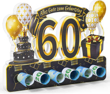 Geldgeschenke zum 60. Geburtstag mit Grußkarte und Holz - Gästebuch