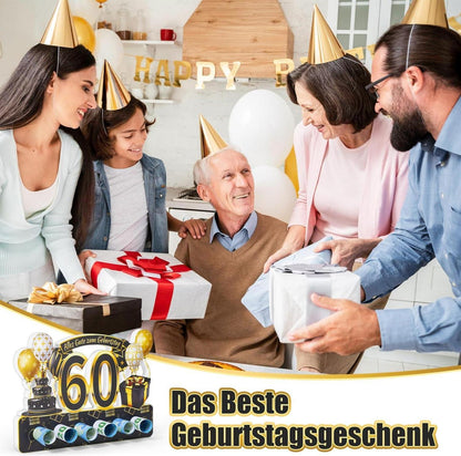 Geldgeschenke 60. Geburtstag Holz mit Grußkarte Umschlag Gästebuch
