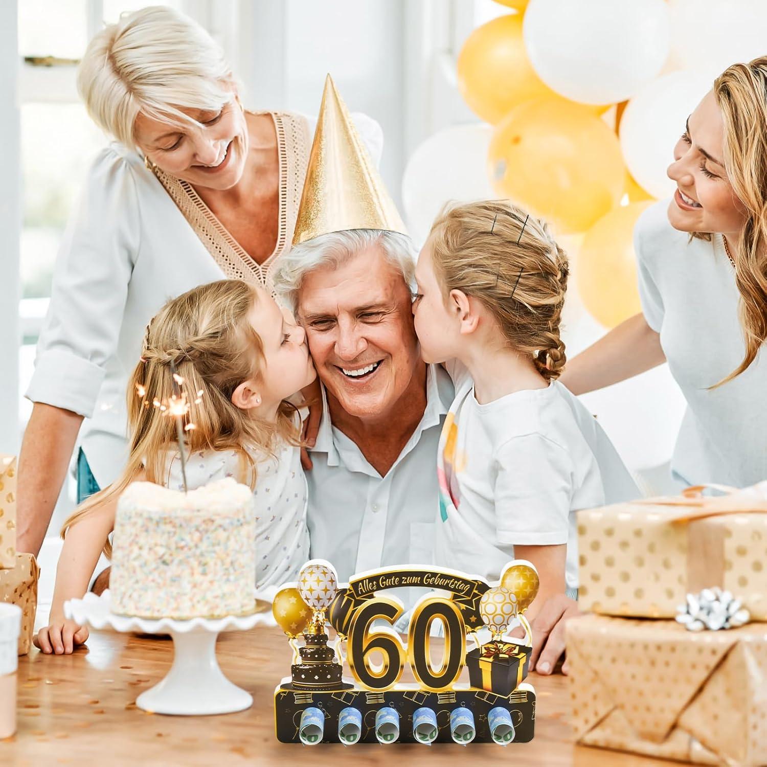 Geldgeschenke Geburtstag 60 Holz mit Grußkarte Umschlag, Geschenke zum