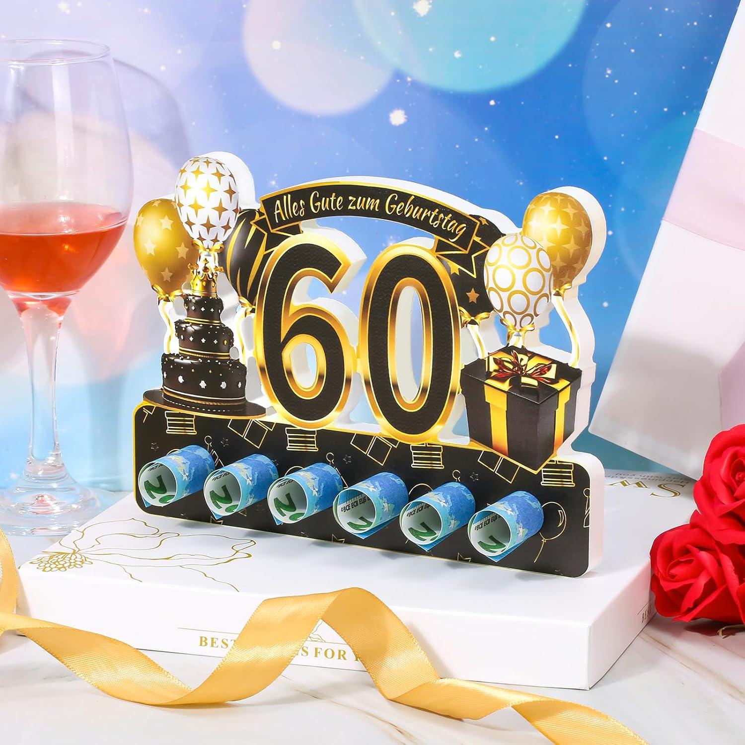 Geldgeschenke 60. Geburtstag Holz mit Grußkarte Umschlag Gästebuch