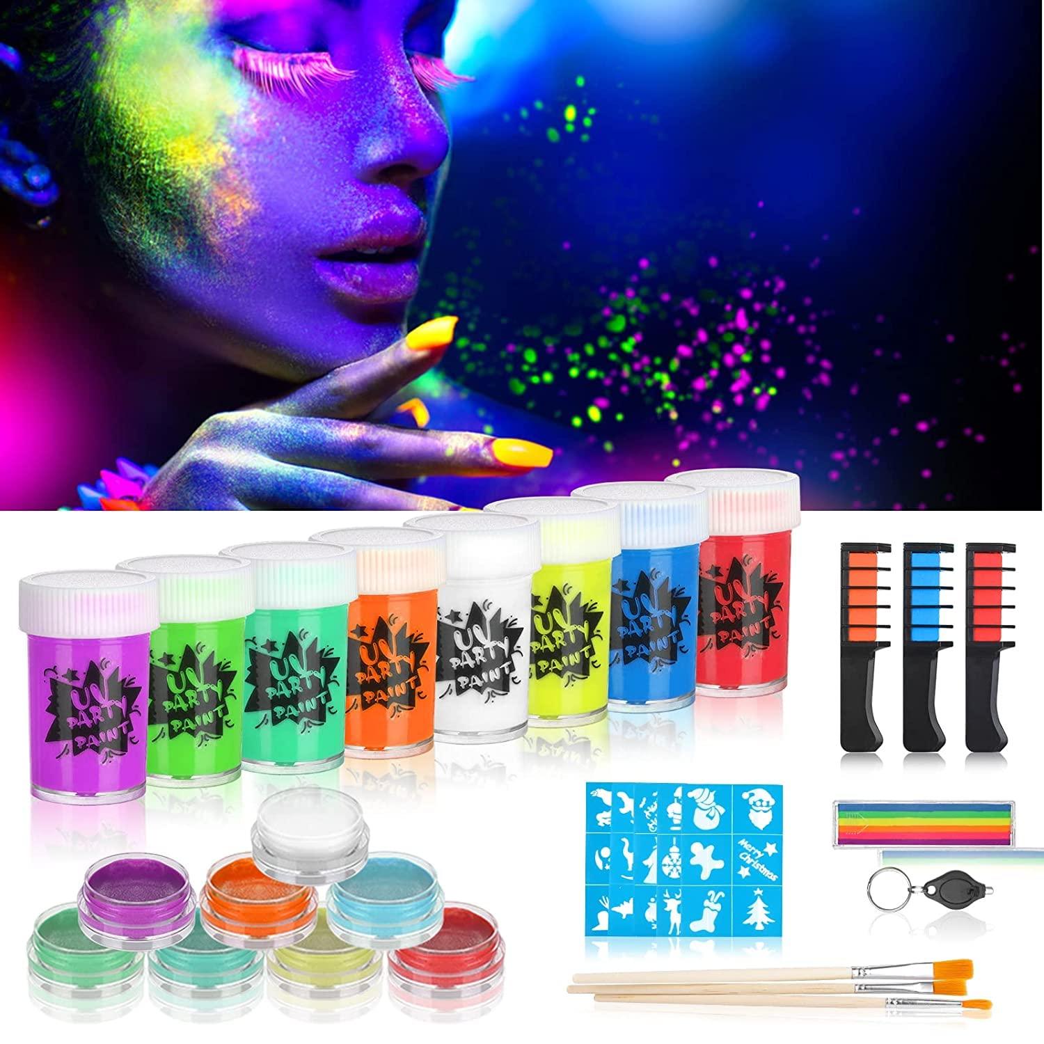 UV Bodypainting Farben 23 Stück Neon Schwarzlicht Farben