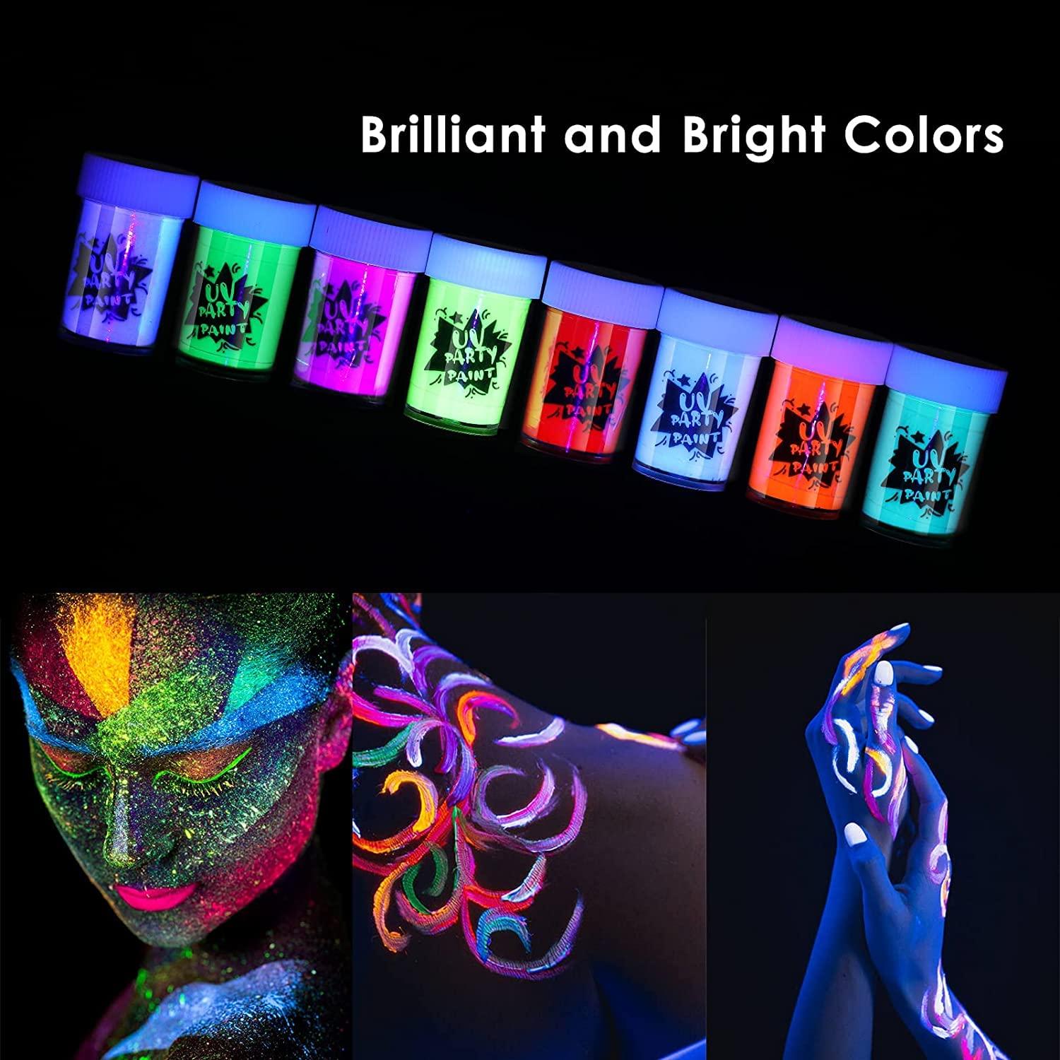 UV Körperfarben Set - 23 Stück Schwarzlicht Neon Farben