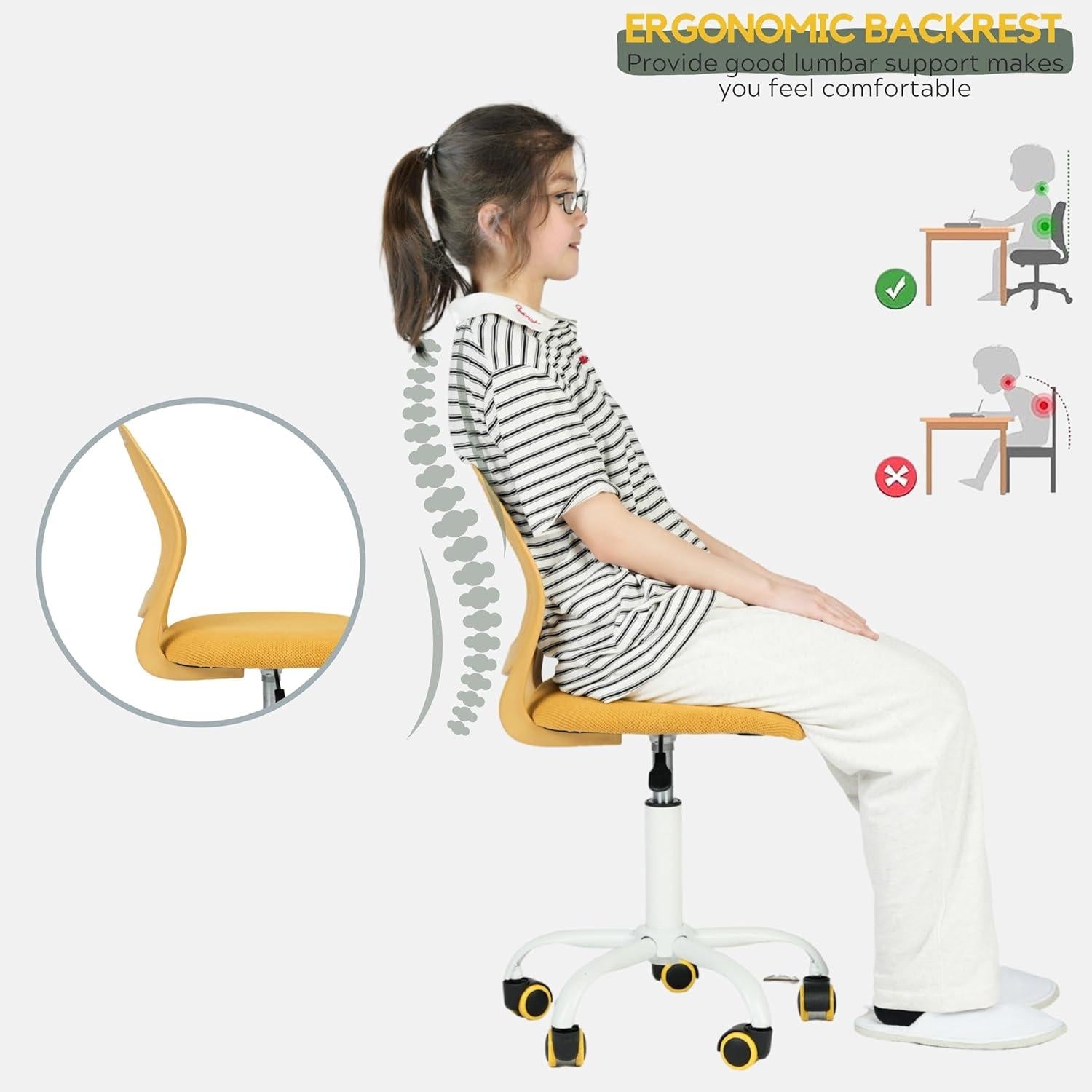 Schreibtischstuhl Leinenstoff ergonomisch höhenverstellbar Limettengelb