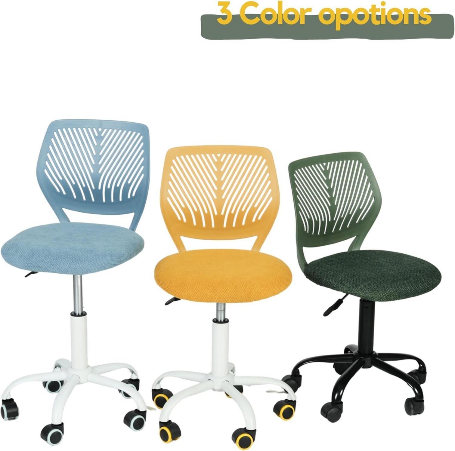 Schreibtischstuhl Leinenstoff ergonomisch höhenverstellbar Limettengelb