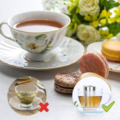 4er Teesieb Set Edelstahl Größe S/L Teefilter mit Kettenhaken & Deckel