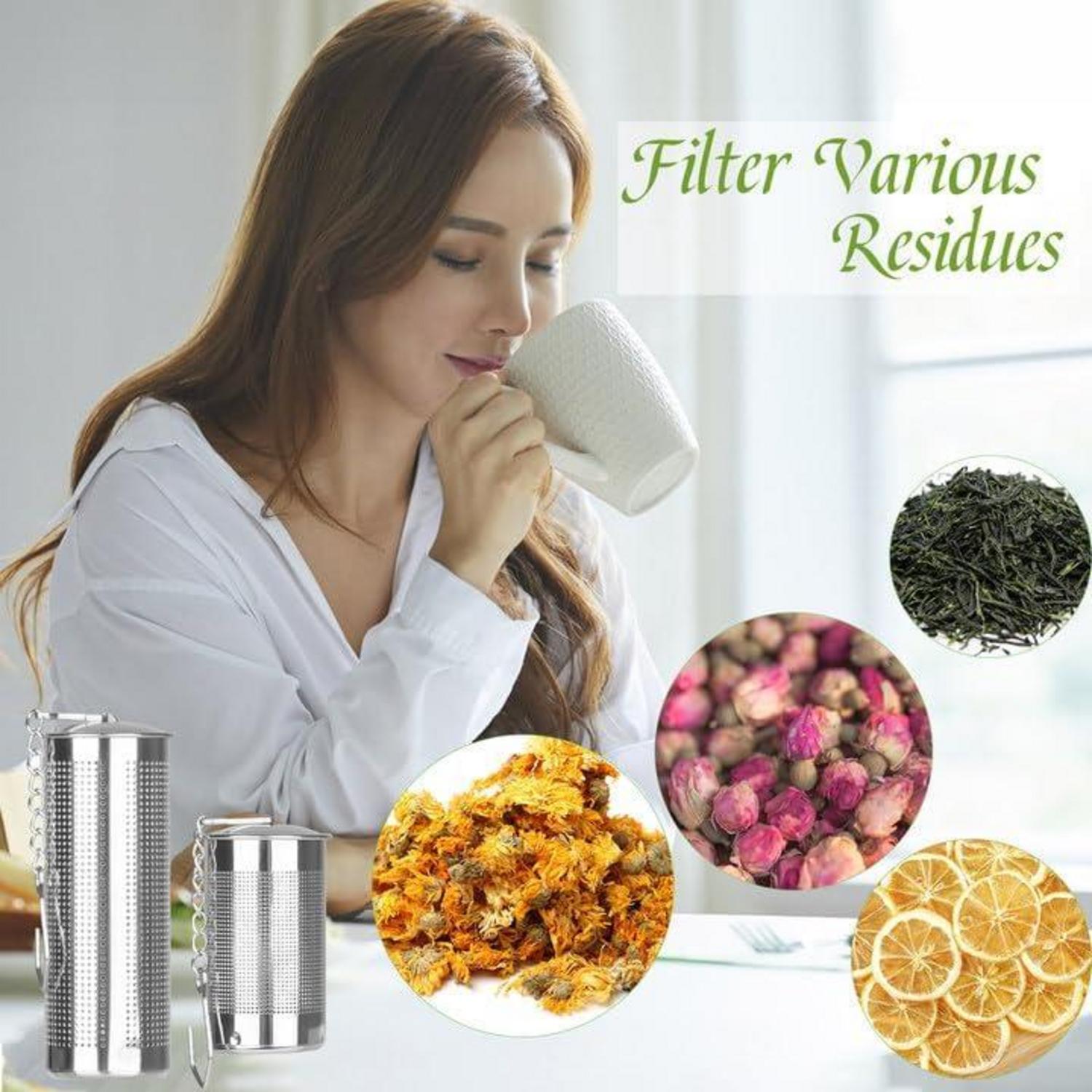 Teesieb Edelstahl 4er Set 2 Größen mit Kettenhaken & Deckel