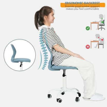 Ergonomischer Schreibtischstuhl Leinenstoff Hellblau ohne Armlehne