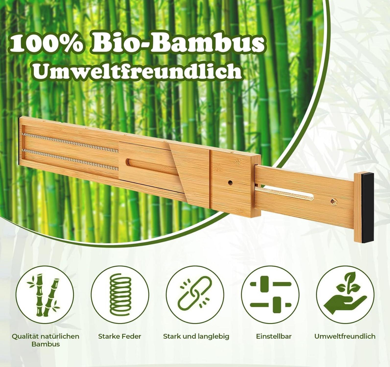 Schubladentrenner Verstellbar 6 Stück Organizer Antirutsch Bambus