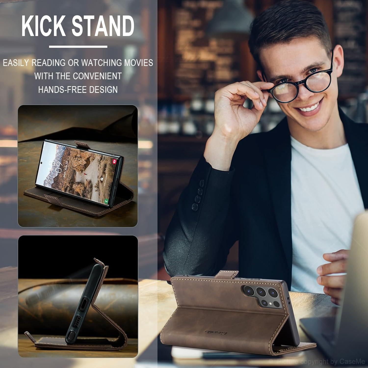 Samsung Galaxy S24 Ultra 5G Hülle - Premium Leder Klapphülle mit Magnet und Standfunktion