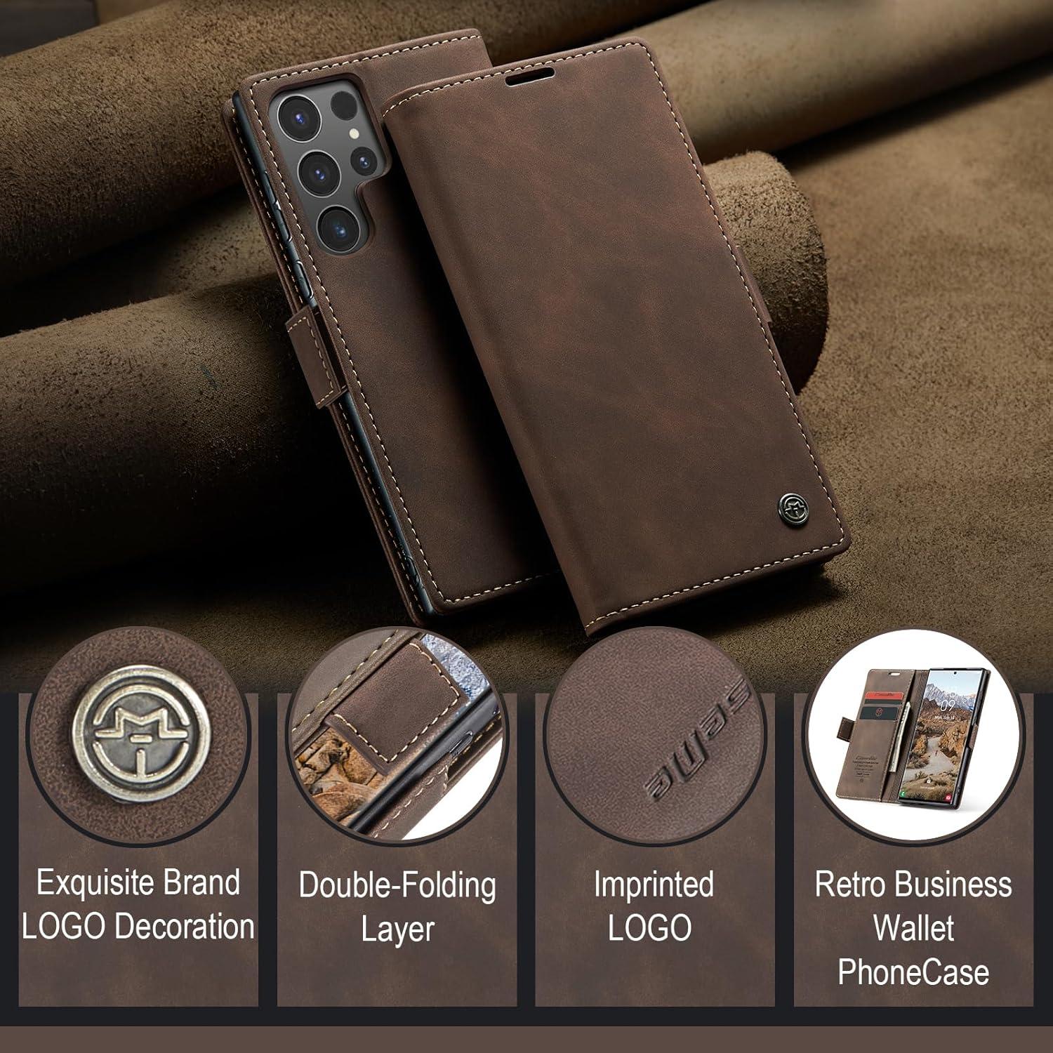 Samsung Galaxy S24 Ultra 5G Handyhülle Leder Flip Case Magnet Stand Kartenfach
