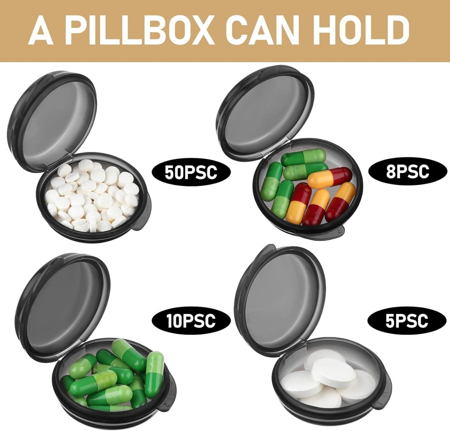 Mini Pillendose 7 Stück tragbarer Pillenorganizer schwarz