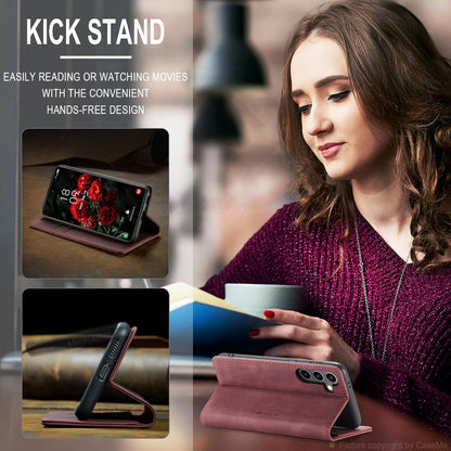 Samsung Galaxy S24 Plus 5G Lederhülle Flip Tasche Standfunktion - Weinrot