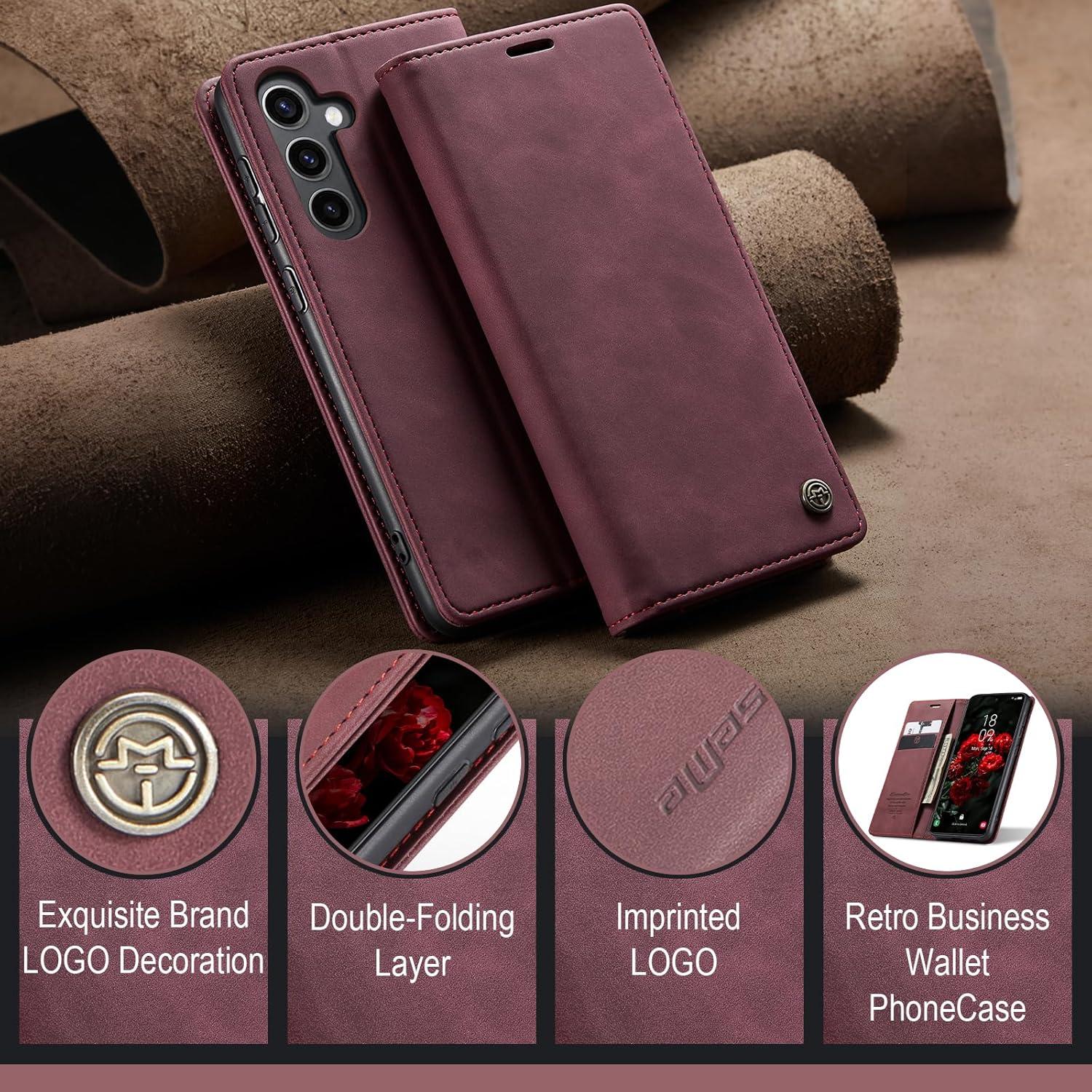 Samsung Galaxy S24 Plus 5G Lederhülle Flip Tasche Standfunktion - Weinrot