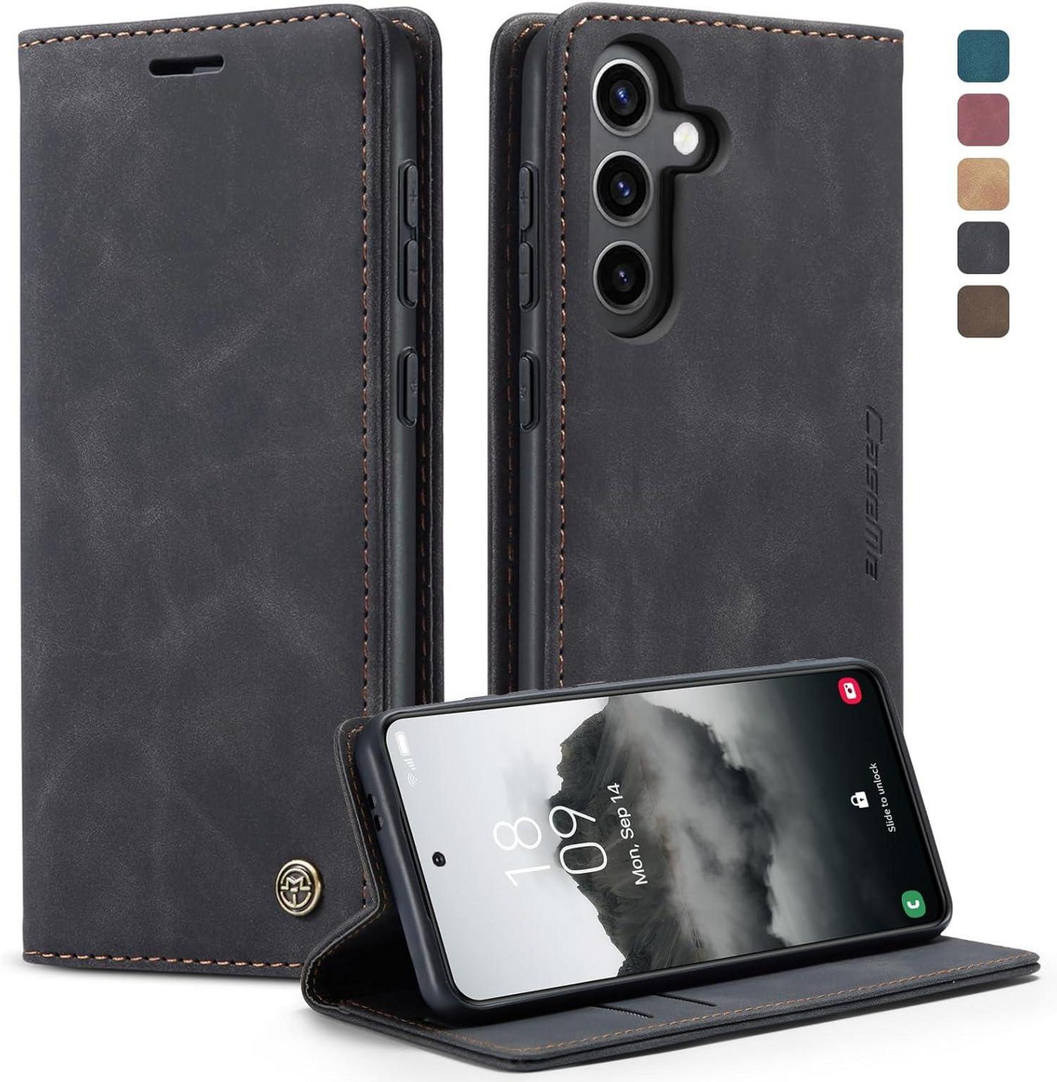 Handyhülle Samsung Galaxy S24 5G Premium Flip Case Schwarz