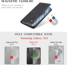 Samsung Galaxy S24 5G Flip Case Schwarz PU Lederhülle Magnet