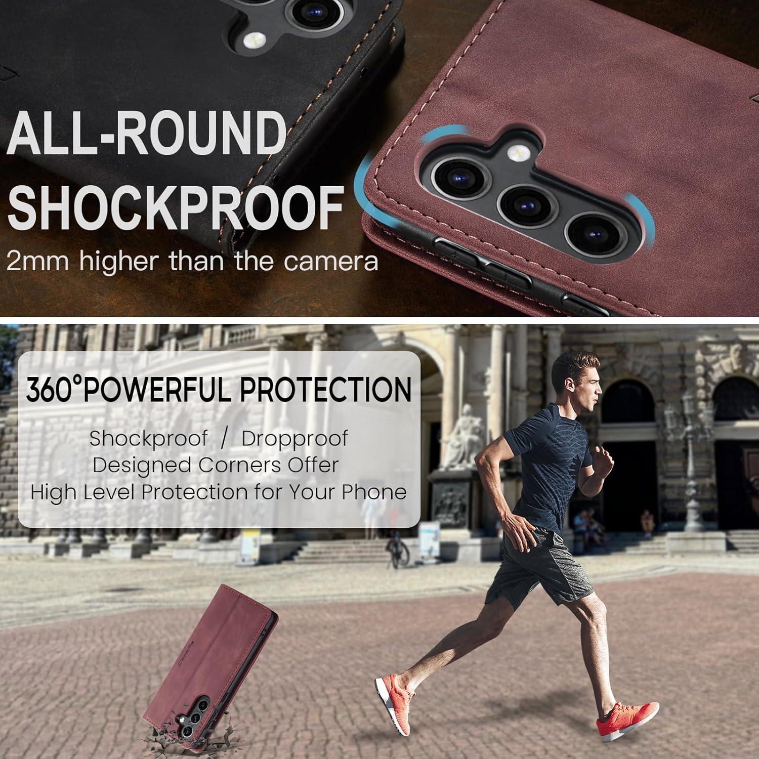 Handyhülle Samsung Galaxy S24 5G Leder Flip Case Weinrot