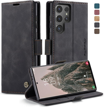 Handyhülle Samsung Galaxy S24 Ultra 5G Premium Leder Magnet