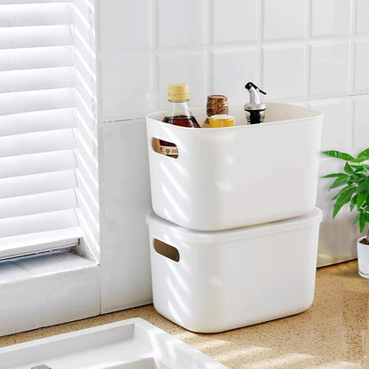 Aufbewahrungsboxen mit Deckel Weiß 7L Stapelbar Ordnungsboxen Plastik Kisten