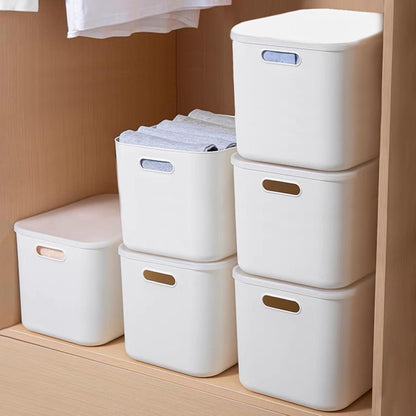 5er Set Stapelbare Aufbewahrungsboxen mit Deckel Weiß 7L - Kunststoff