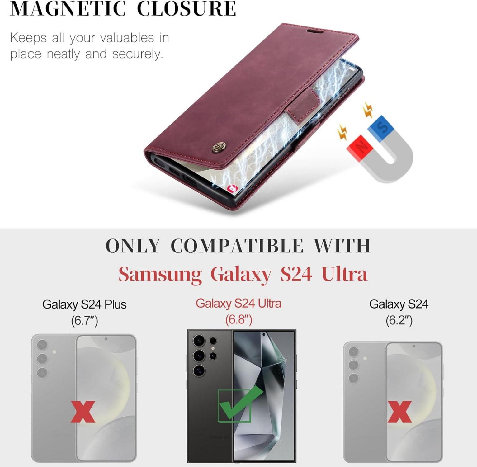 KZB Samsung Galaxy S24 Ultra 5G Hülle Leder Flip Case Magnet