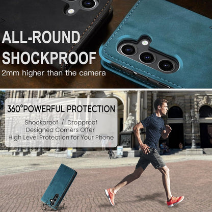 Handyhülle Samsung Galaxy S24+ Plus 5G Leder Klapphülle Blaugrün
