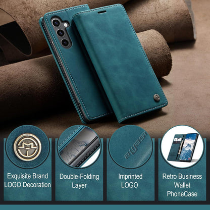 Samsung Galaxy S24+ Plus 5G Handyhülle Leder Blaugrün Standfunktion
