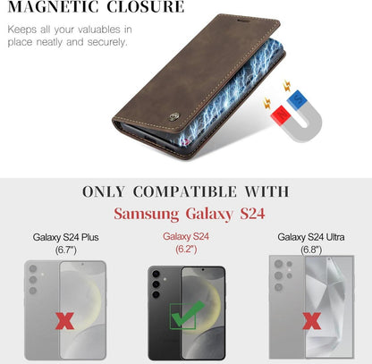 Samsung Galaxy S24 5G Hülle Premium Leder Flip Case Kaffee