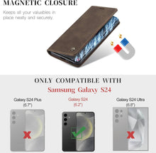 Samsung Galaxy S24 5G Hülle Premium Leder Flip Case Kaffee