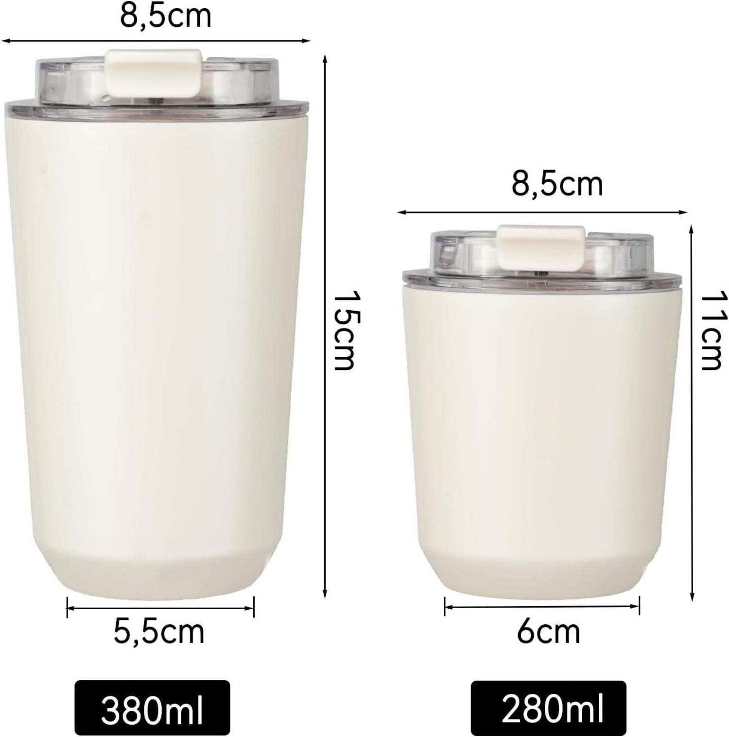 Thermobecher Kaffee to go Auslaufsicher mit Deckel 280ml Beige