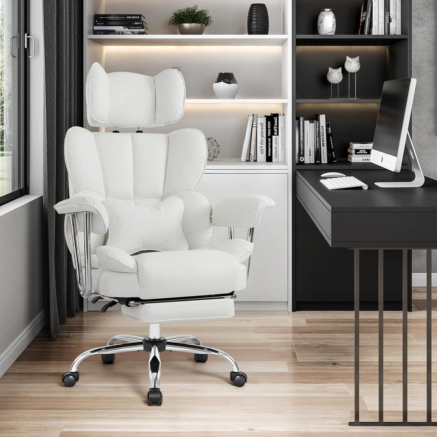 Ergonomischer Bürostuhl mit Fußstütze und Kopfstütze in
