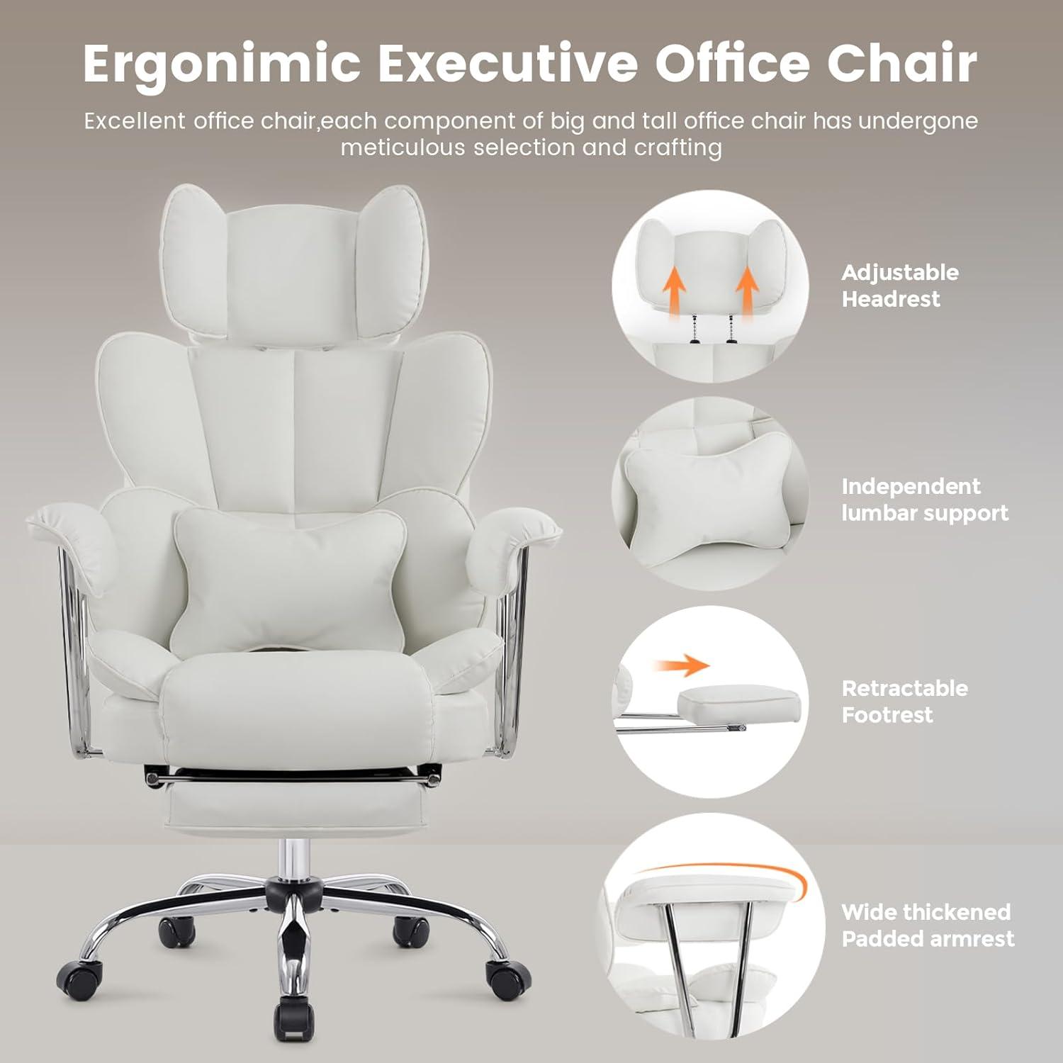 Bürostuhl mit Fußstütze PU Leder ergonomisch 180kg